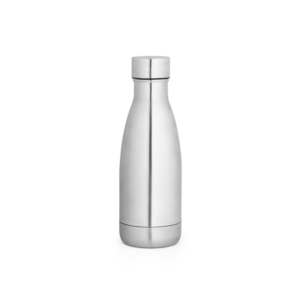 Garrafa térmica em aço inox 90% reciclado com parede dupla, isolada a vácuo e acabamento em mate 400 mL