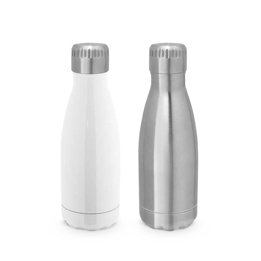 Garrafa em aço inox com parede dupla, isolada a vácuo 380 mL