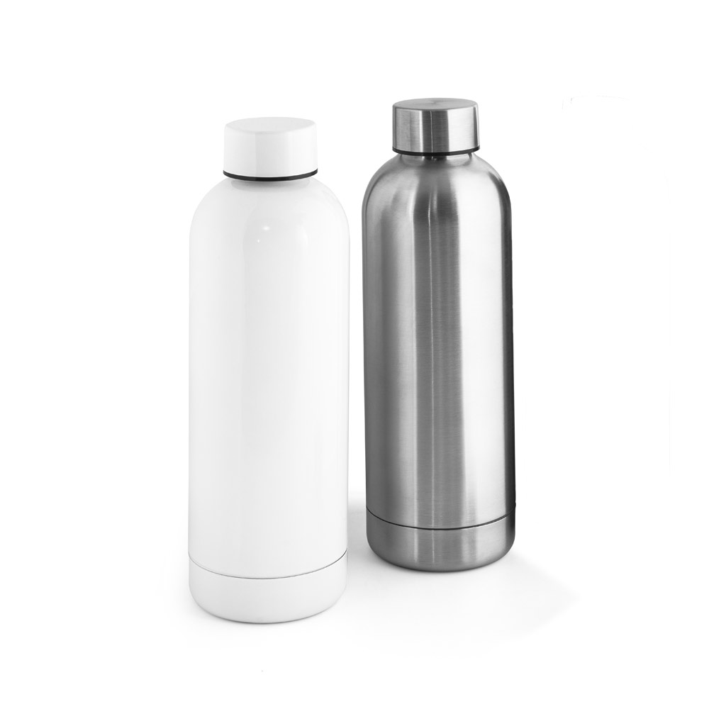 Garrafa em aço inox 90% reciclado de parede dupla térmica, isolada a vácuo 550 mL