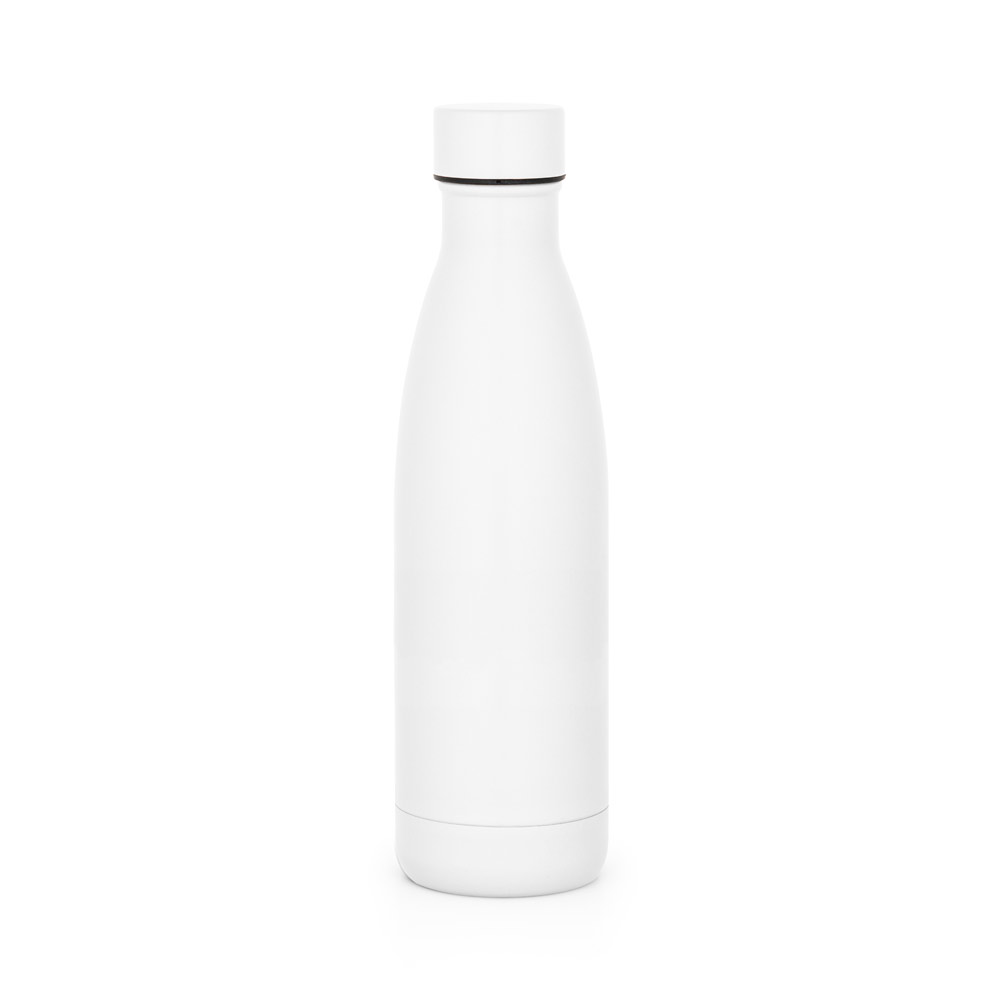 Garrafa térmica em aço inox 90% reciclado com parede dupla, isolada a vácuo e acabamento em mate 520 mL