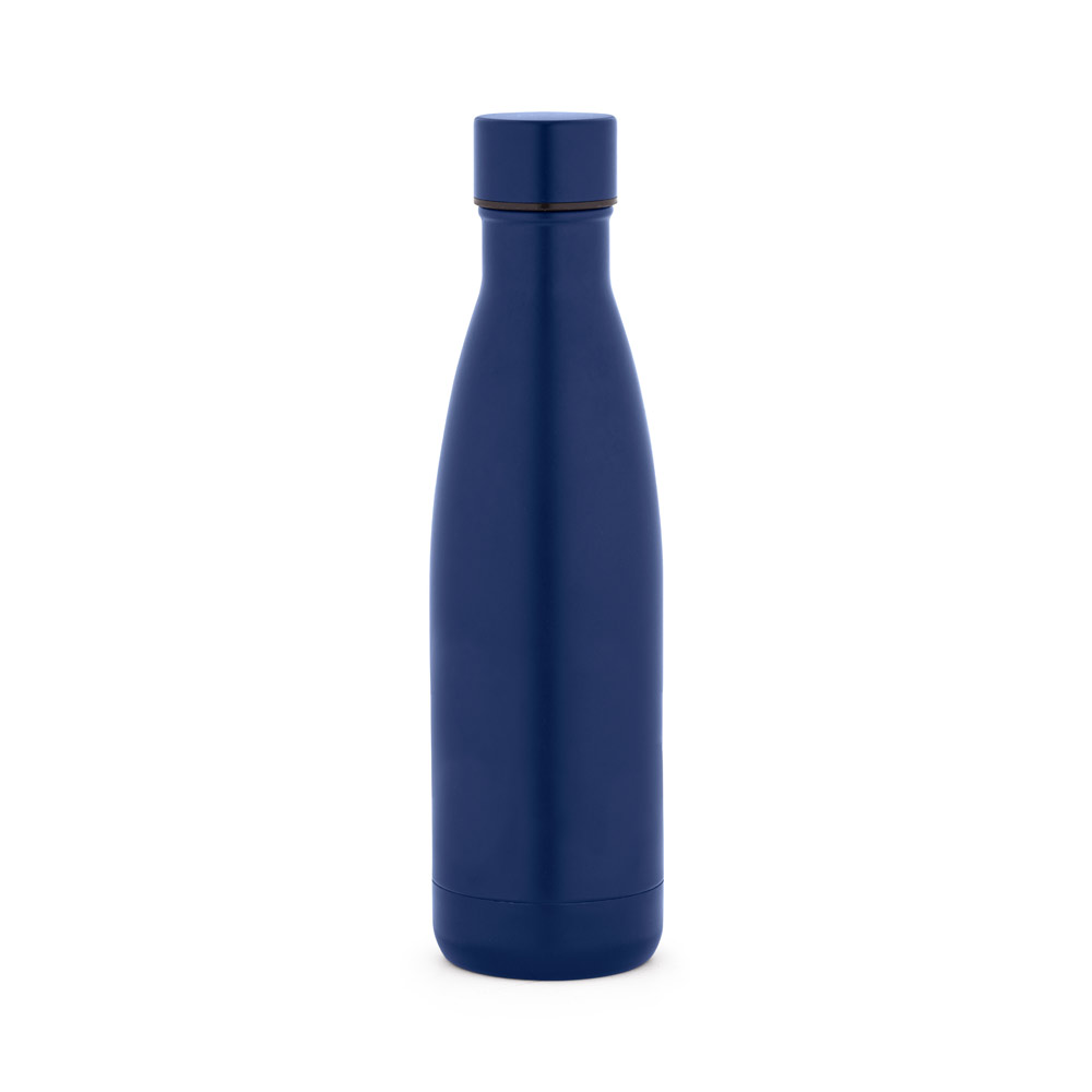 Garrafa térmica em aço inox 90% reciclado com parede dupla, isolada a vácuo e acabamento em mate 520 mL