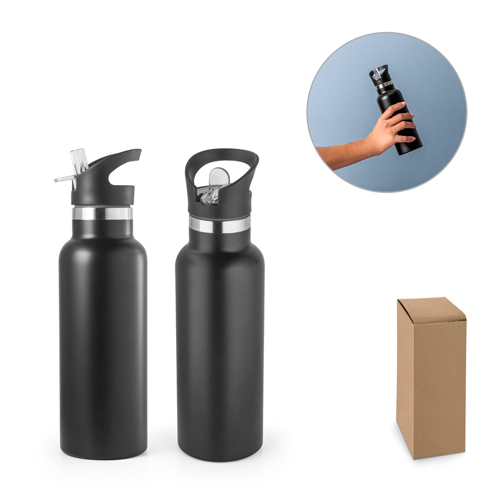 Garrafa em aço inox de parede dupla térmica, isolada a vácuo 570 mL