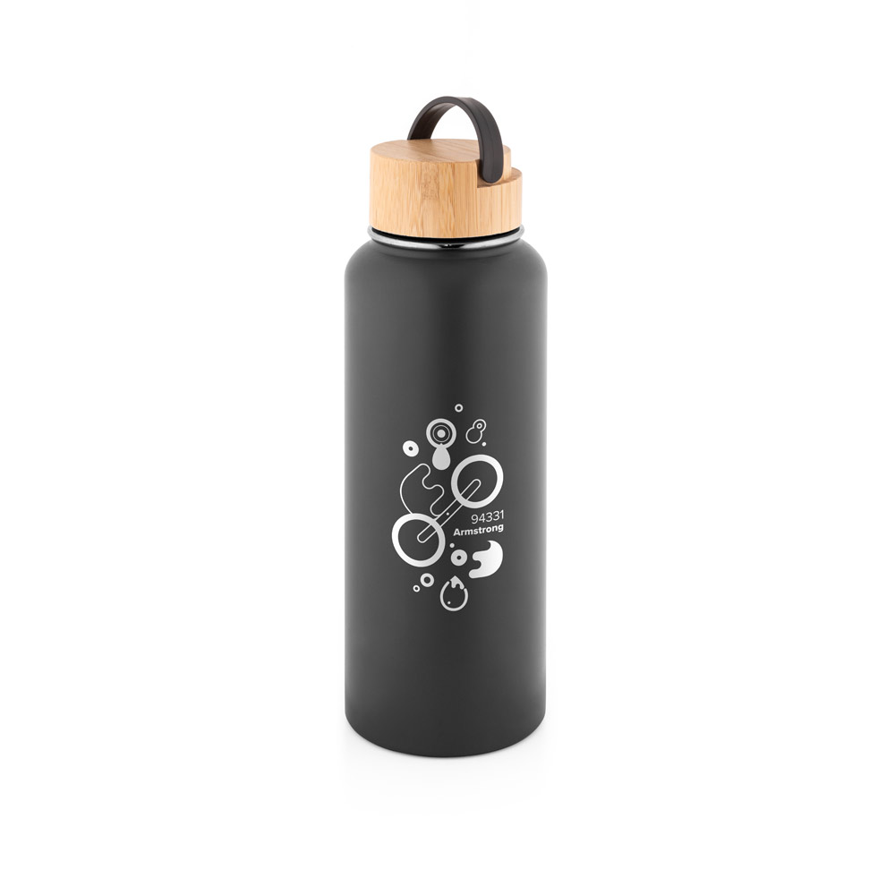 Garrafa em aço inox 90% reciclado de parede dupla térmica, isolada a vácuo com revestimento em pó 1200 mL