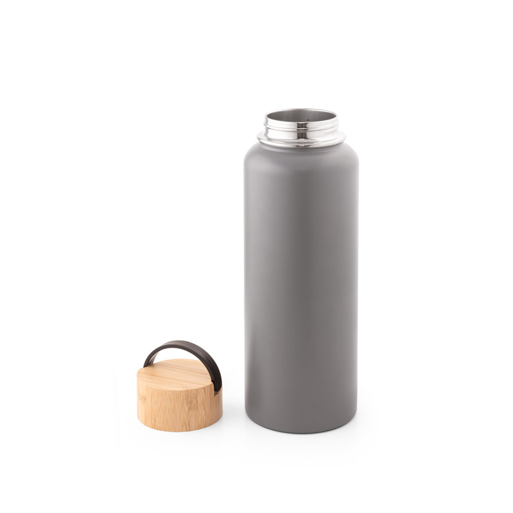 Garrafa em aço inox 90% reciclado de parede dupla térmica, isolada a vácuo com revestimento em pó 1200 mL