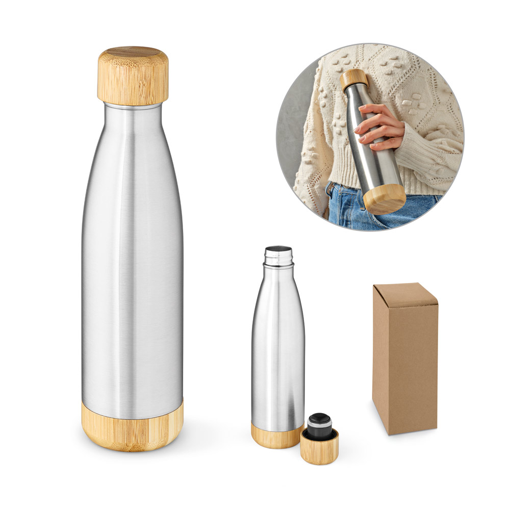 Garrafa térmica em aço inox 90% reciclado de parede dupla isolada a vácuo (550 mL)