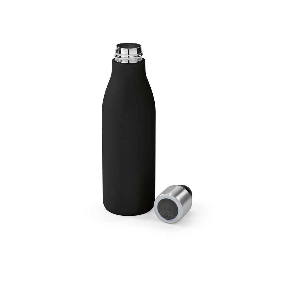 Garrafa em aço inox 90% reciclado de parede dupla térmica com sistema de auto-sanitização UV 500 mL