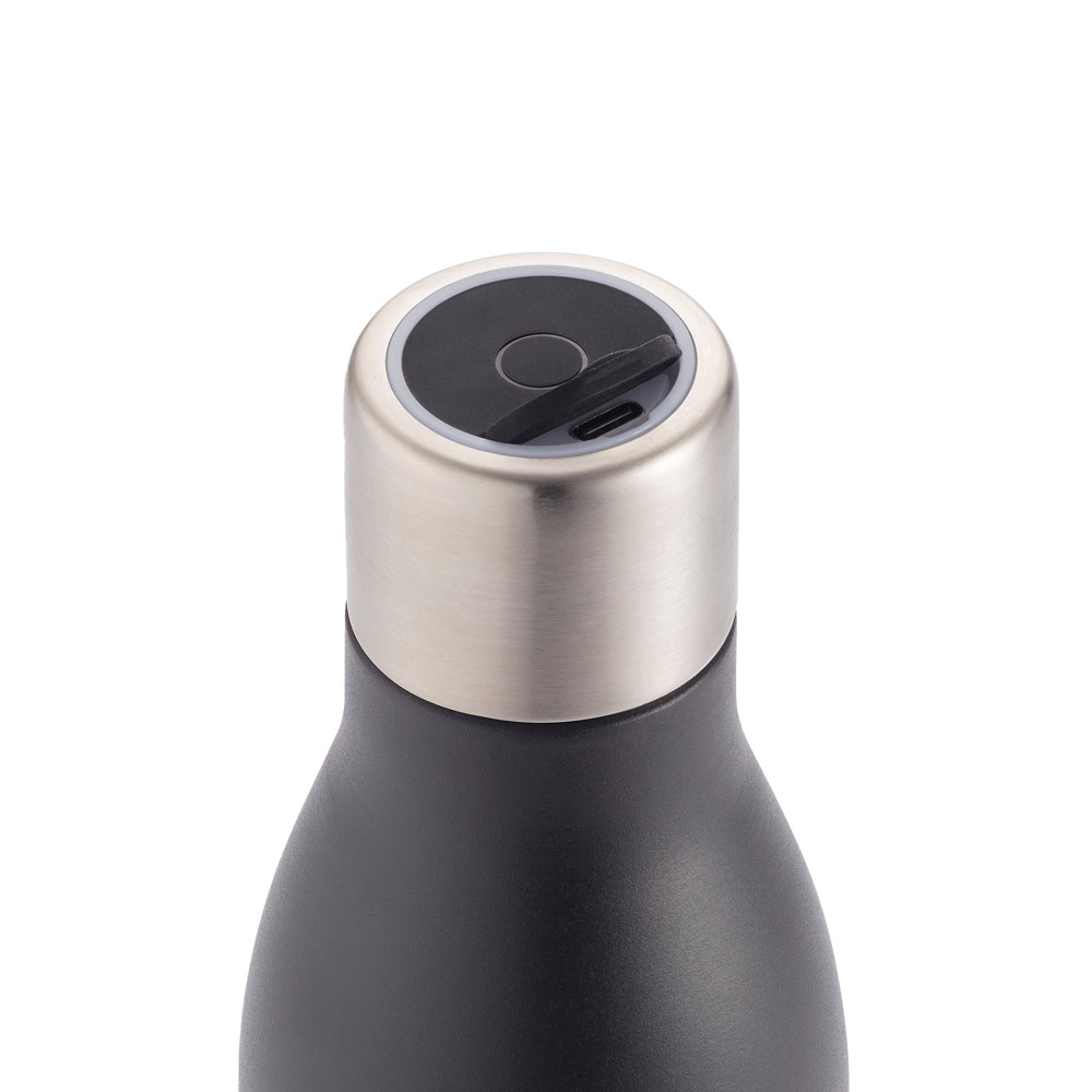 Garrafa em aço inox 90% reciclado de parede dupla térmica com sistema de auto-sanitização UV 500 mL