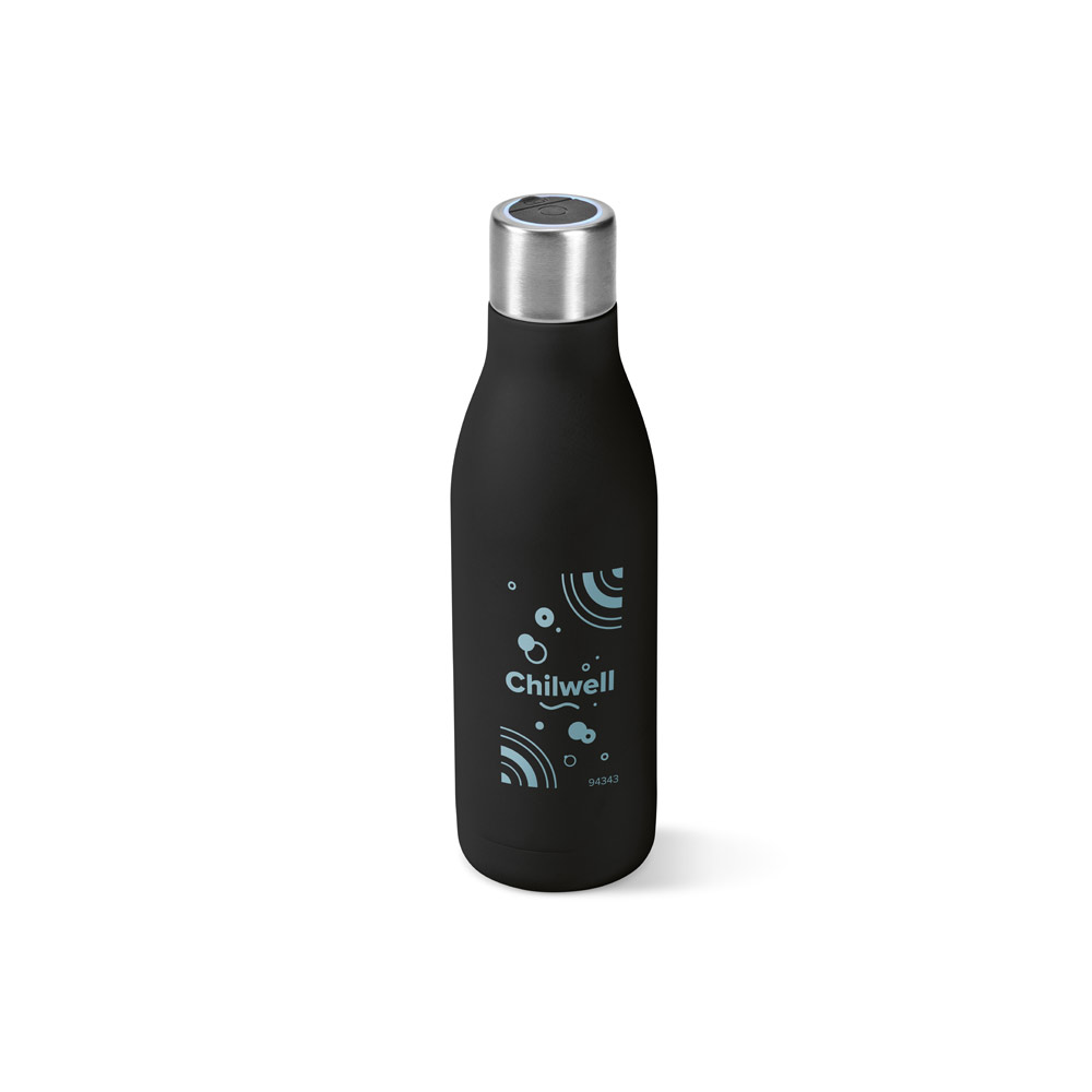 Garrafa em aço inox 90% reciclado de parede dupla térmica com sistema de auto-sanitização UV 500 mL