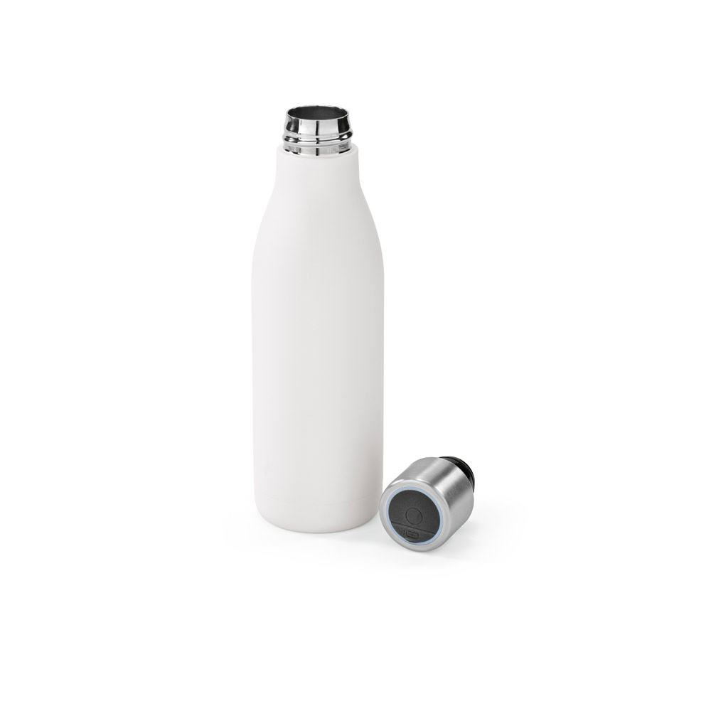 Garrafa em aço inox 90% reciclado de parede dupla térmica com sistema de auto-sanitização UV 500 mL