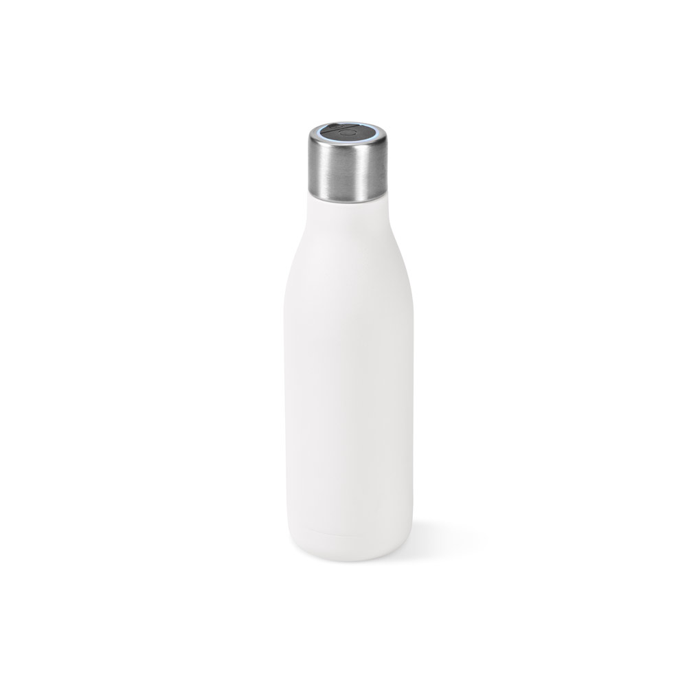 Garrafa em aço inox 90% reciclado de parede dupla térmica com sistema de auto-sanitização UV 500 mL