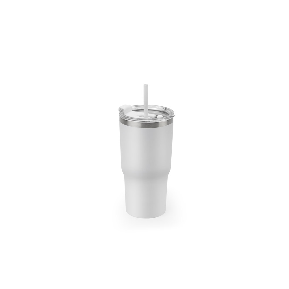 Copo de viagem compacto em aço inox 91% reciclado com parede dupla isolada a vácuo e acabamento mate 600 mL