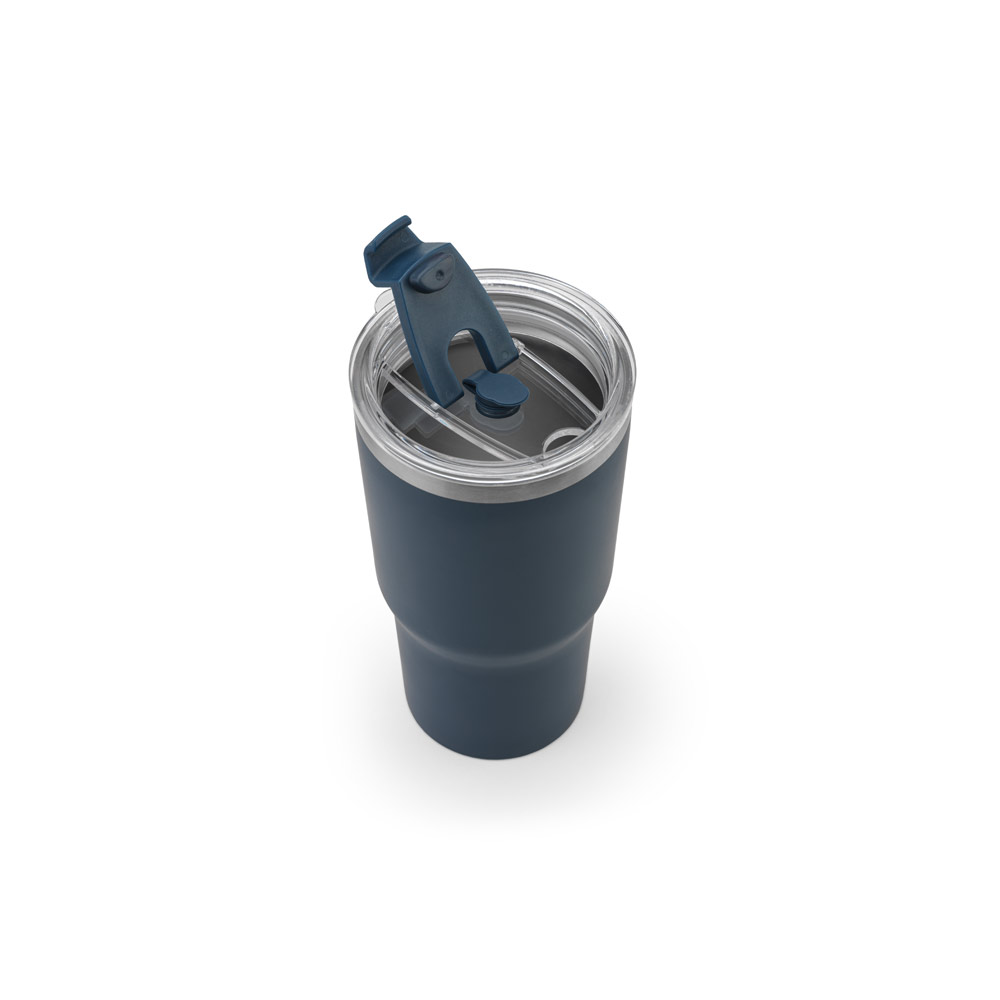 Copo de viagem compacto em aço inox 91% reciclado com parede dupla isolada a vácuo e acabamento mate 600 mL