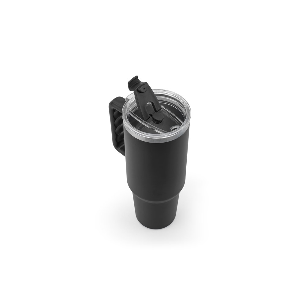 Copo de viagem de grande dimensão em aço inoxidável 91% reciclado com parede dupla isolada a vácuo e acabamento em mate 1300 mL