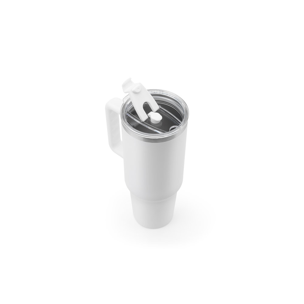 Copo de viagem de grande dimensão em aço inoxidável 91% reciclado com parede dupla isolada a vácuo e acabamento em mate 1300 mL