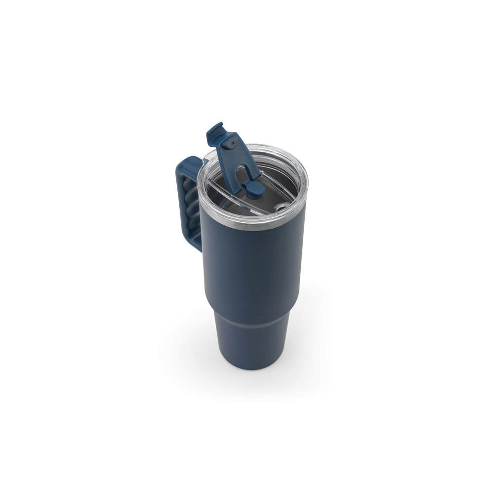 Copo de viagem de grande dimensão em aço inoxidável 91% reciclado com parede dupla isolada a vácuo e acabamento em mate 1300 mL