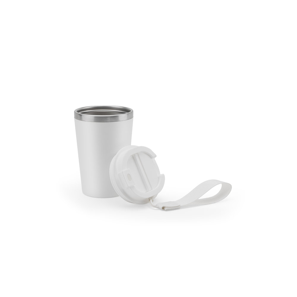 Copo de viagem térmico em aço inox 90% reciclado de parede dupla, com acabamento em mate (440 mL)