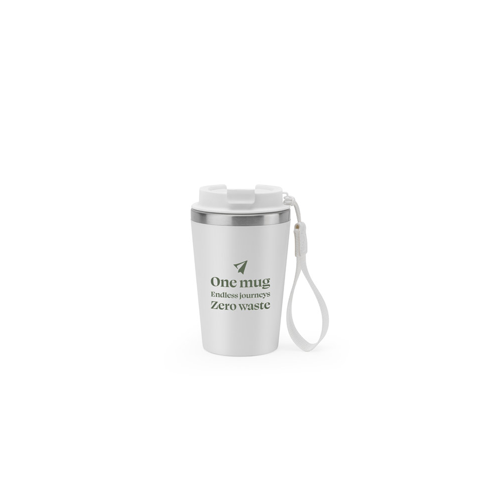 Copo de viagem térmico em aço inox 90% reciclado de parede dupla, com acabamento em mate (440 mL)