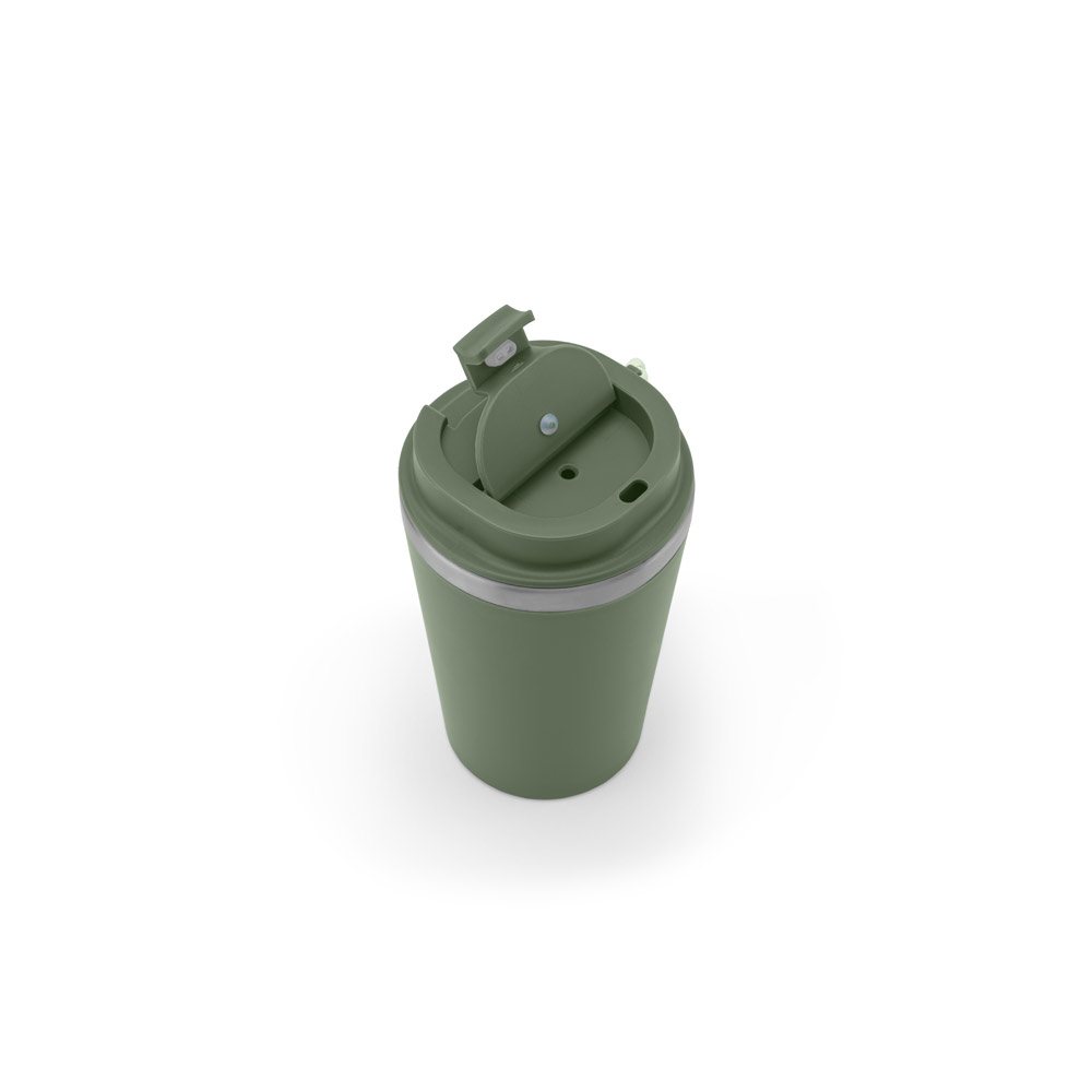 Copo de viagem térmico em aço inox 90% reciclado de parede dupla, com acabamento em mate (440 mL)