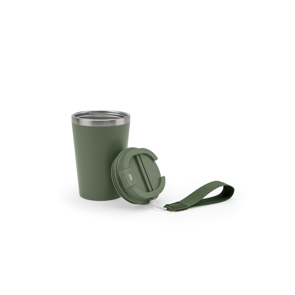 Copo de viagem térmico em aço inox 90% reciclado de parede dupla, com acabamento em mate (440 mL)