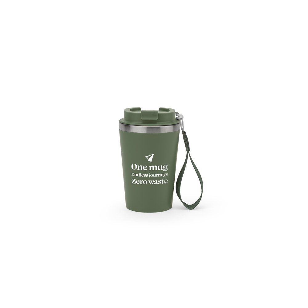 Copo de viagem térmico em aço inox 90% reciclado de parede dupla, com acabamento em mate (440 mL)
