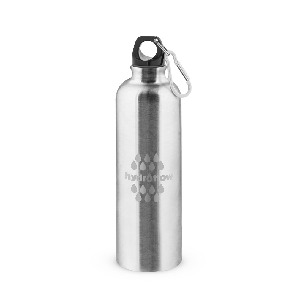 Squeeze esportiva em aço inox de parede simples com mosquetão 790 mL