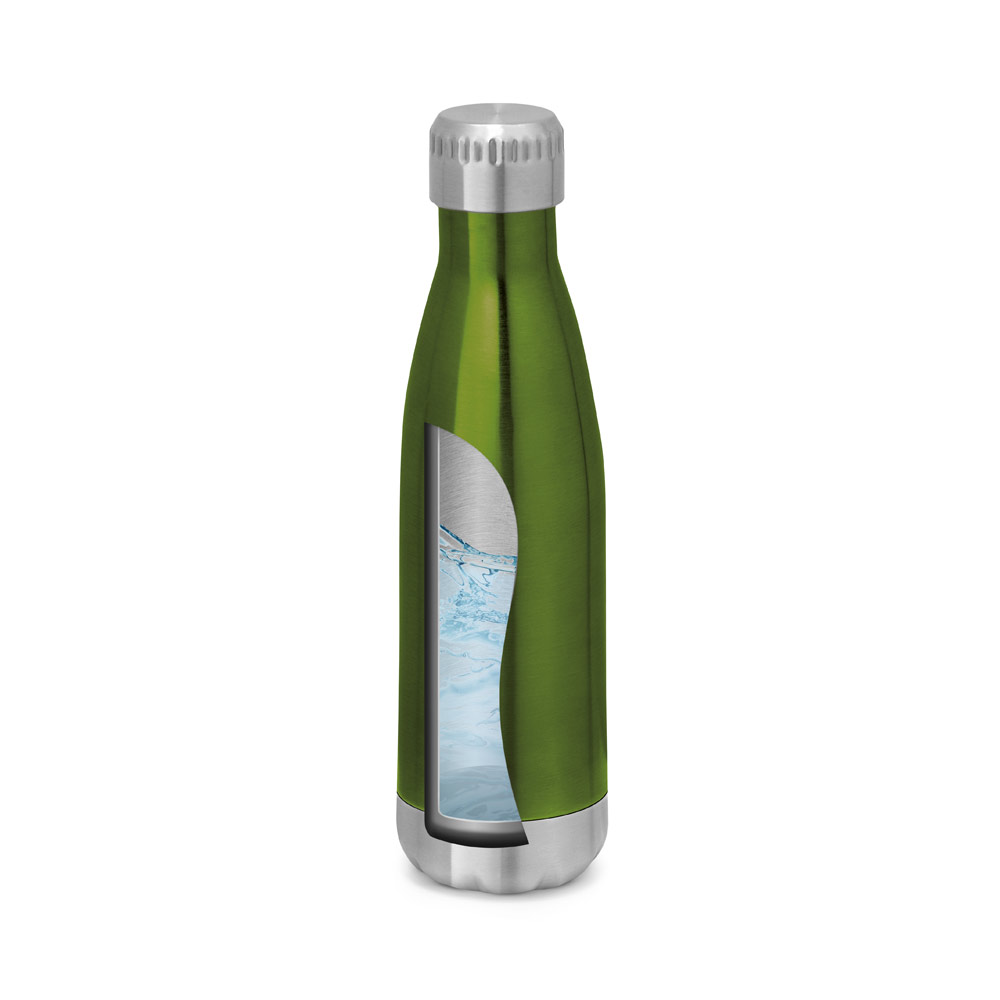 Garrafa em aço inox de parede dupla térmica, isolada a vácuo, com tampa em aço inox 510 mL