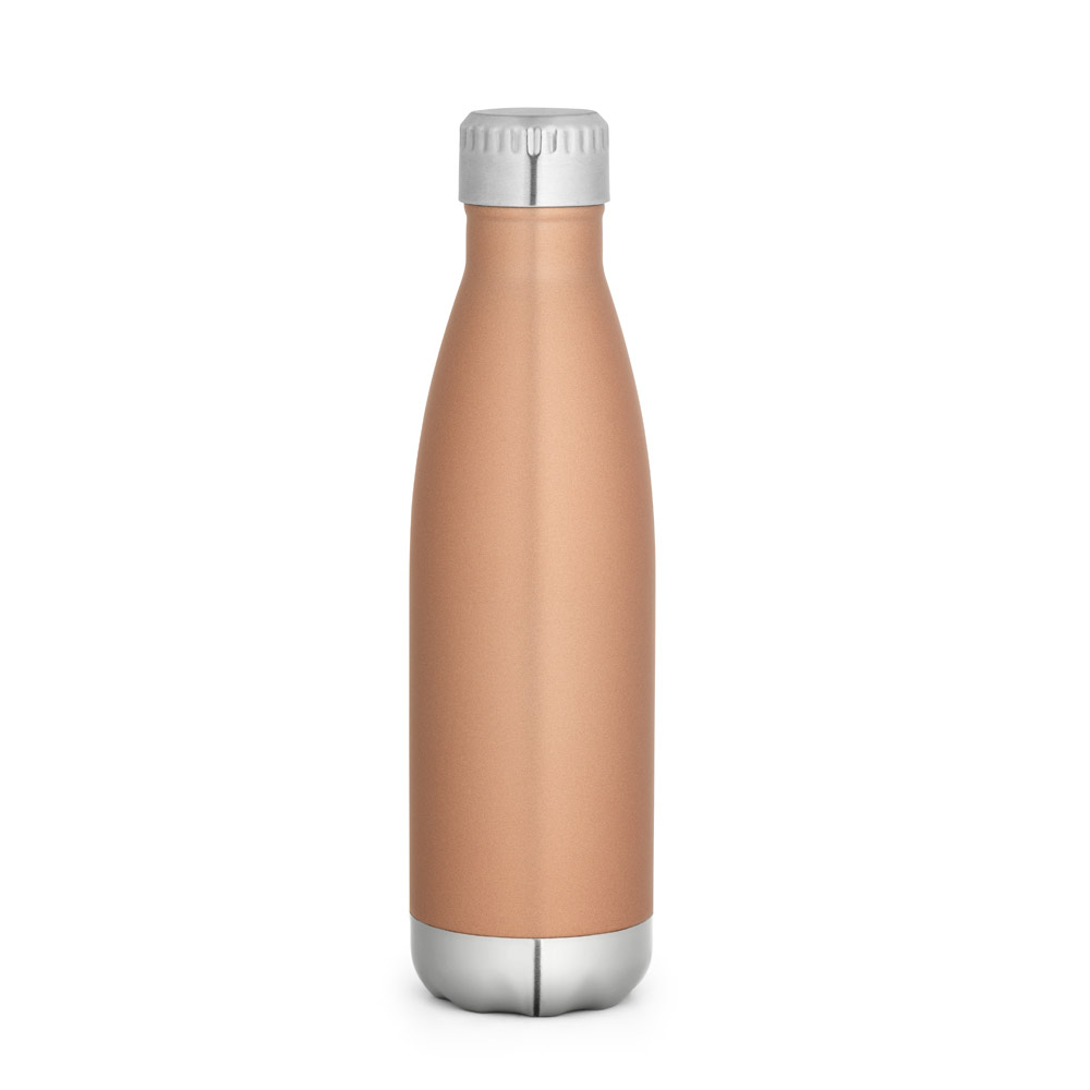Garrafa em aço inox de parede dupla térmica, isolada a vácuo, com tampa em aço inox 510 mL