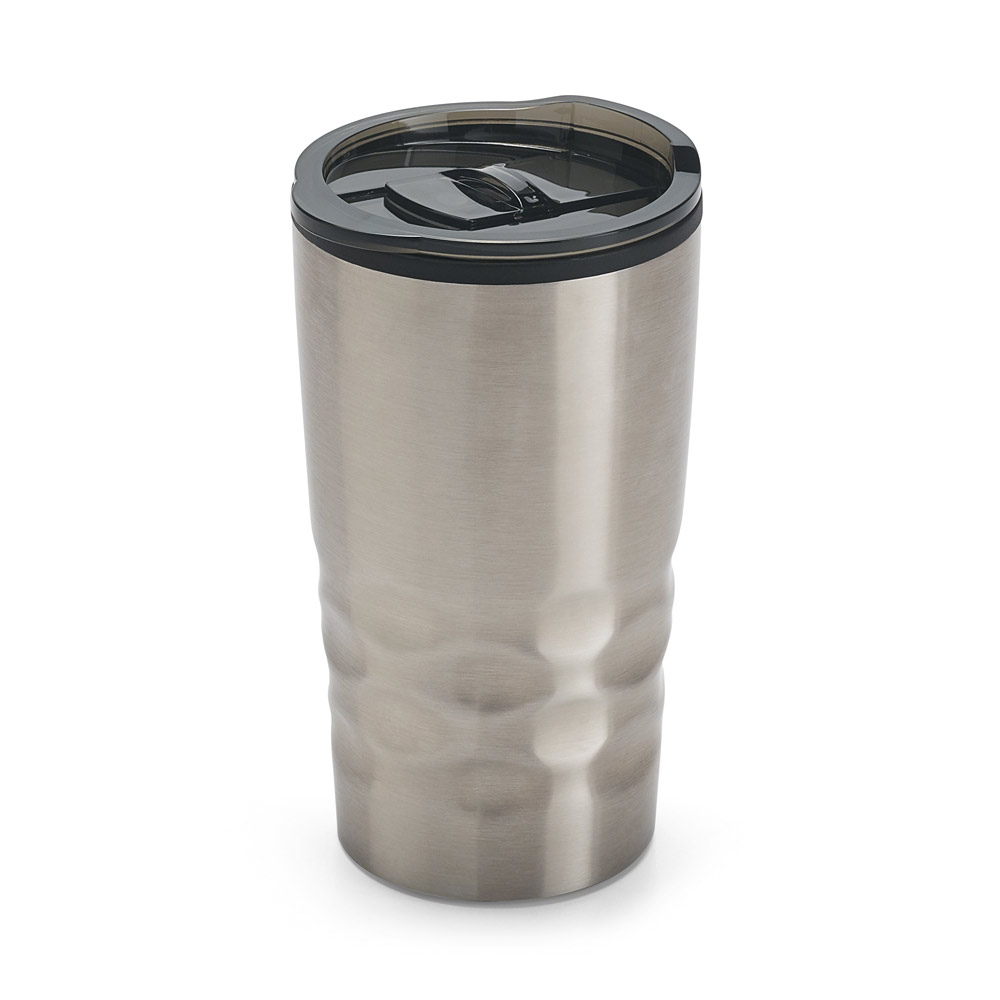 Copo de viagem em aço inox e PP, térmico com parede dupla isolada a ar 510 Ml
