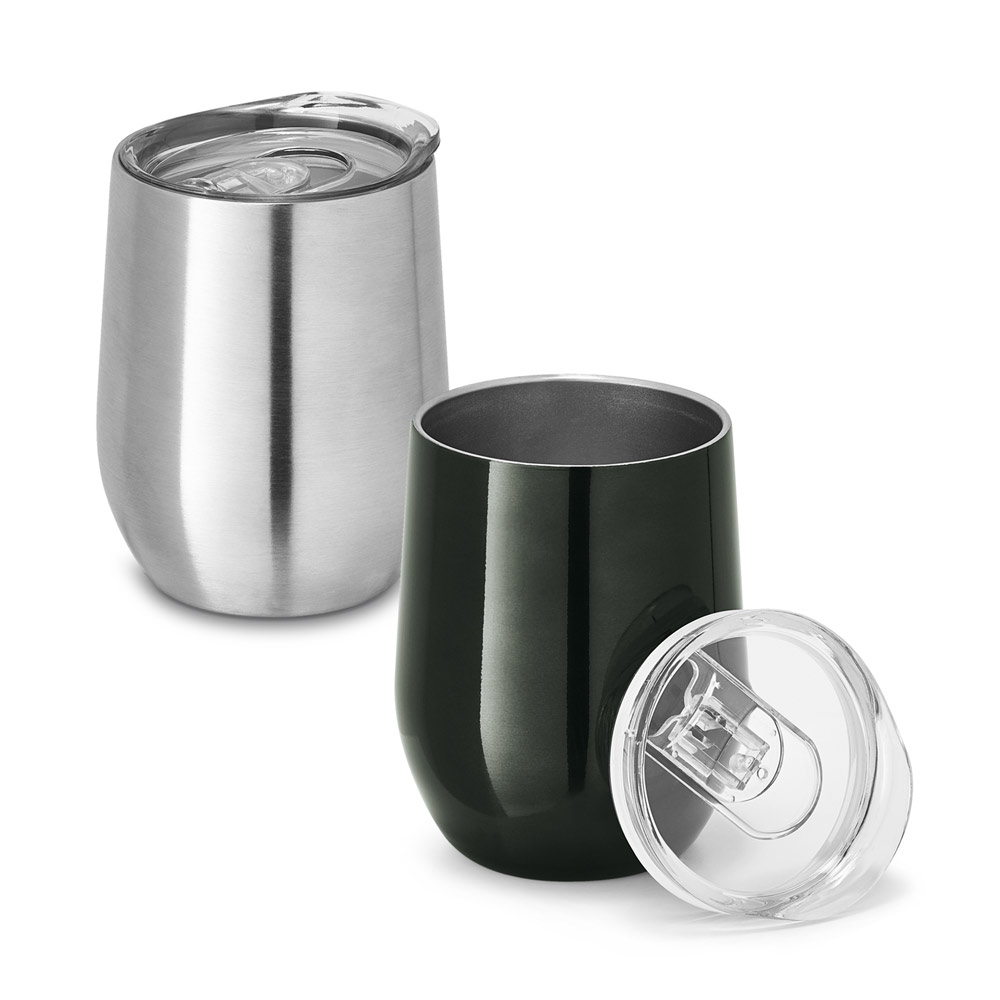 Copo de viagem em aço inox, térmico com parede dupla isolada a vácuo e tampa deslizante 400 mL