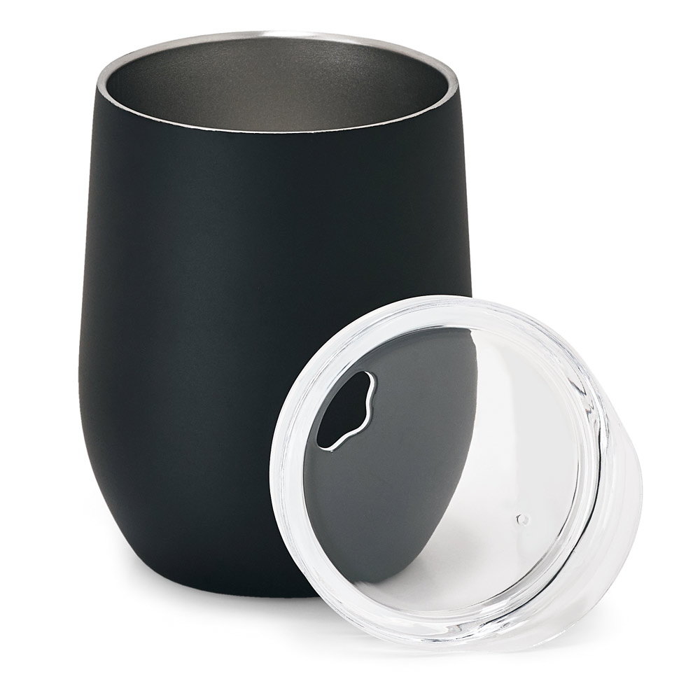 Copo de viagem em aço inox, térmico com parede dupla isolada a vácuo e acabamento mate 400 mL