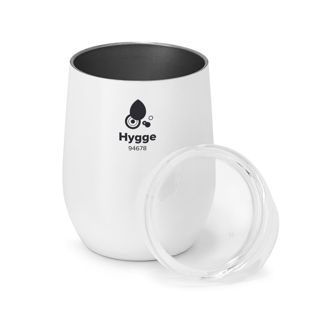 Copo de viagem em aço inox, térmico com parede dupla isolada a vácuo e acabamento mate 400 mL