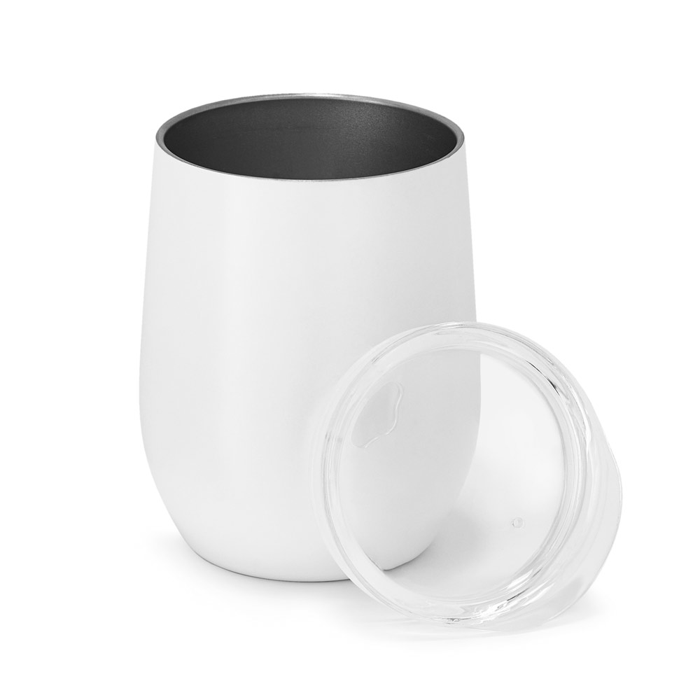 Copo de viagem em aço inox, térmico com parede dupla isolada a vácuo e acabamento mate 400 mL