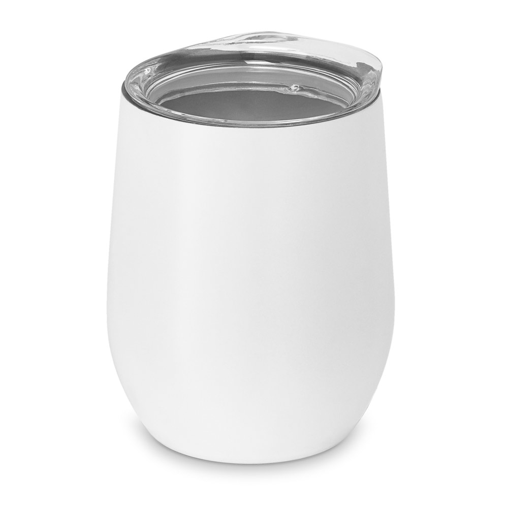 Copo de viagem em aço inox, térmico com parede dupla isolada a vácuo e acabamento mate 400 mL