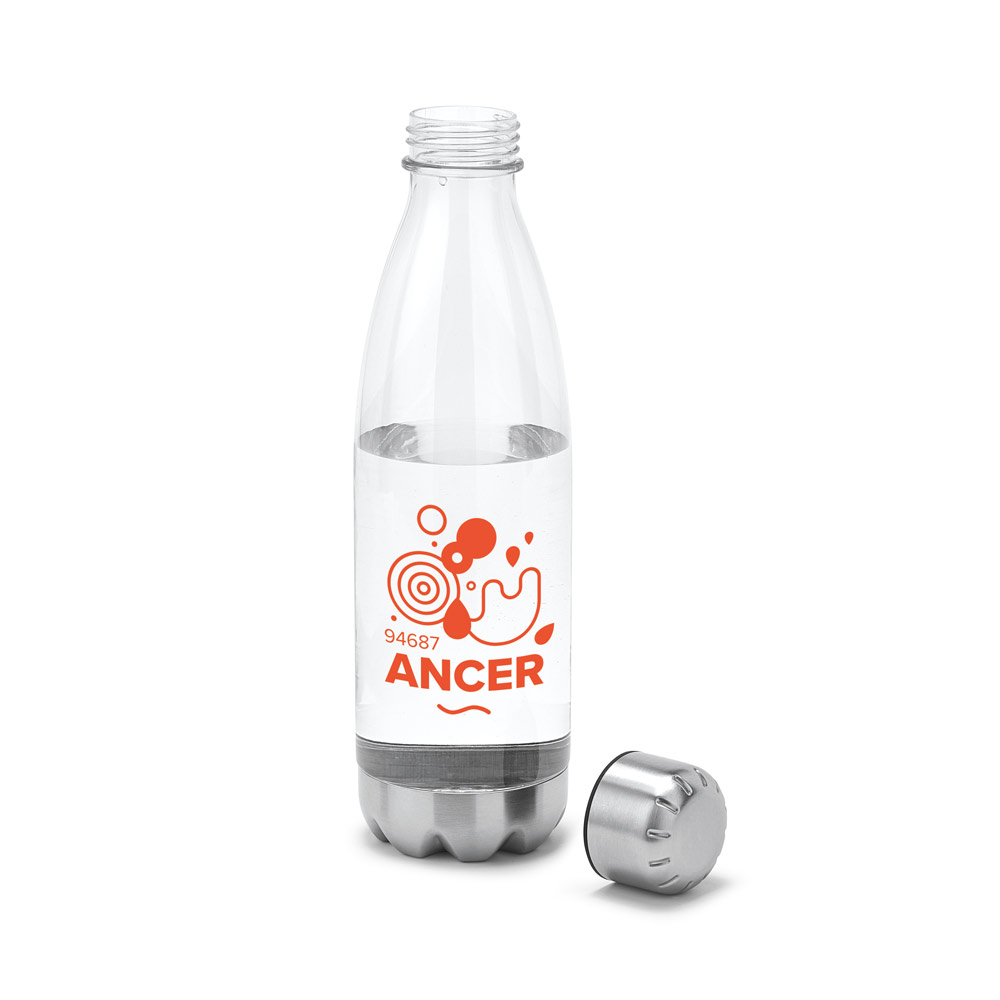Squeeze em AS, com tampa e base em aço inox 700 mL