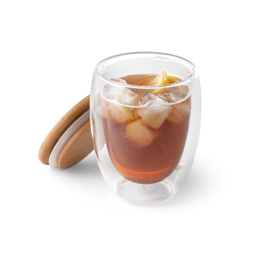Copo em vidro isotérmico (borossilicato), térmico com parede dupla isolada a ar (350 mL)