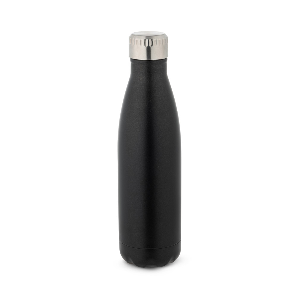 Garrafa em aço inox de parede dupla térmica, isolada a vácuo, com tampa em aço inox 500 mL