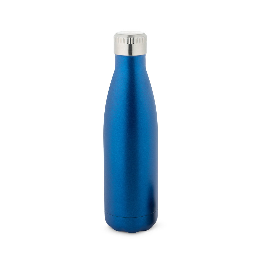 Garrafa em aço inox de parede dupla térmica, isolada a vácuo, com tampa em aço inox 500 mL