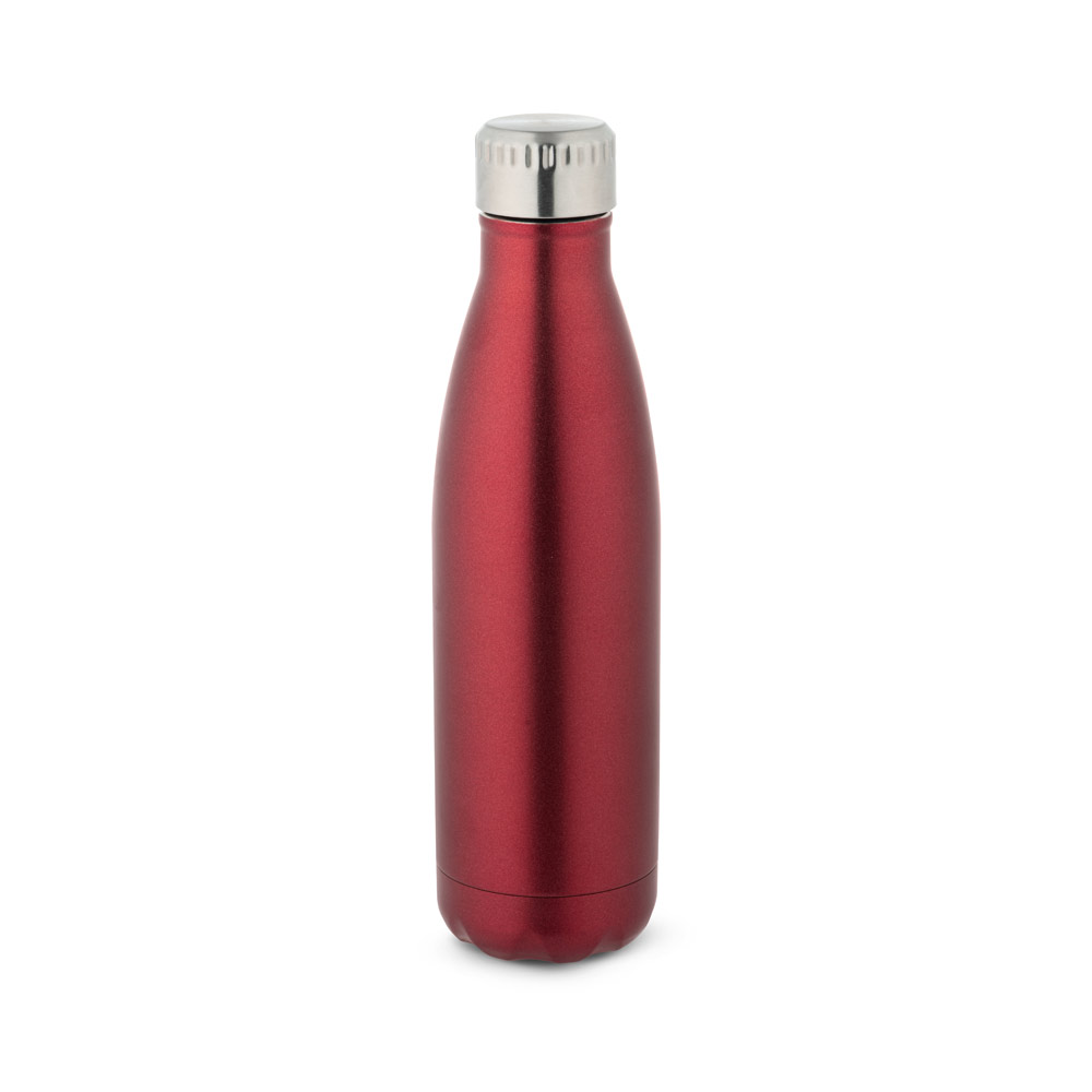 Garrafa em aço inox de parede dupla térmica, isolada a vácuo, com tampa em aço inox 500 mL