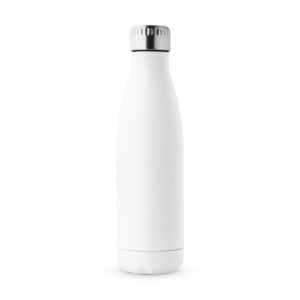 Garrafa em aço inox de parede dupla térmica, isolada a vácuo, com tampa em aço inox 500 mL