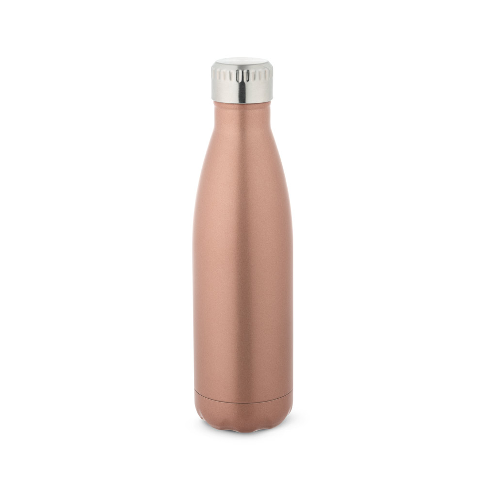 Garrafa em aço inox de parede dupla térmica, isolada a vácuo, com tampa em aço inox 500 mL