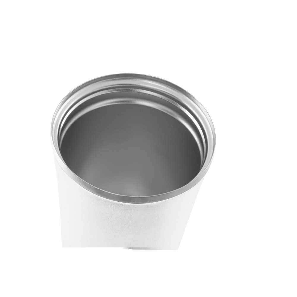 Copo de viagem em aço inox e PP, térmico com parede dupla isolada a vácuo 470 mL