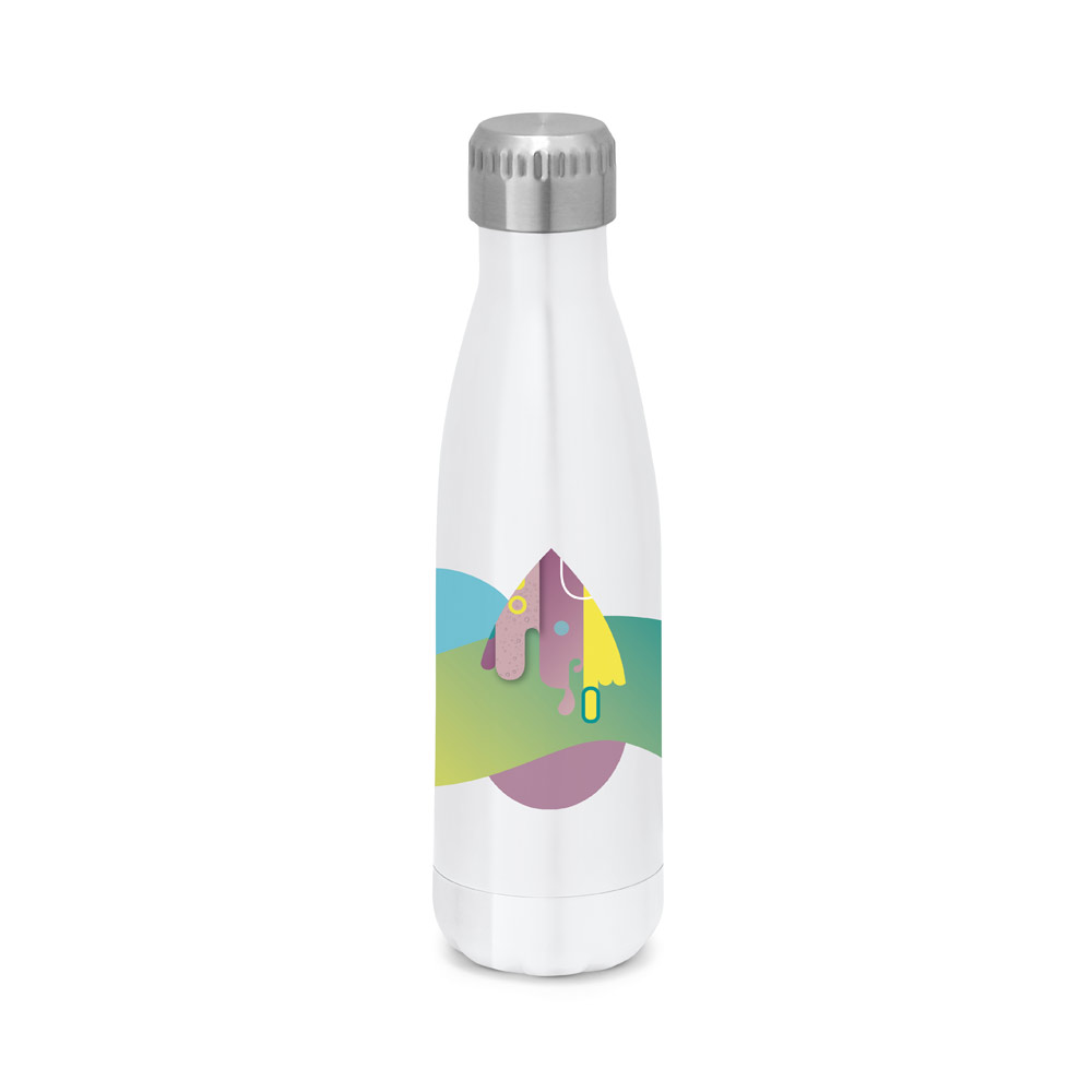 Garrafa para sublimação em aço inox de parede dupla térmica, isolada a vácuo, com tampa em aço inox 510 mL