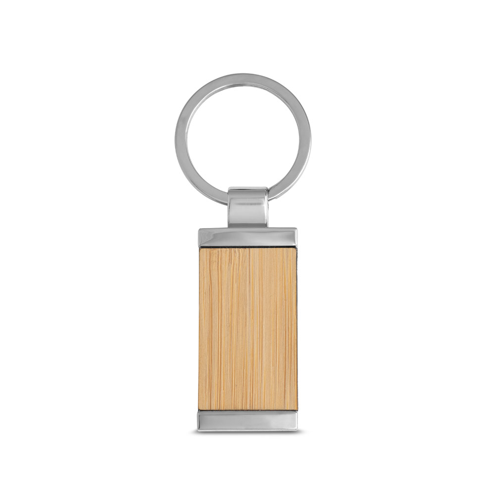 Chaveiro retangular em bambu com revestimento em metal