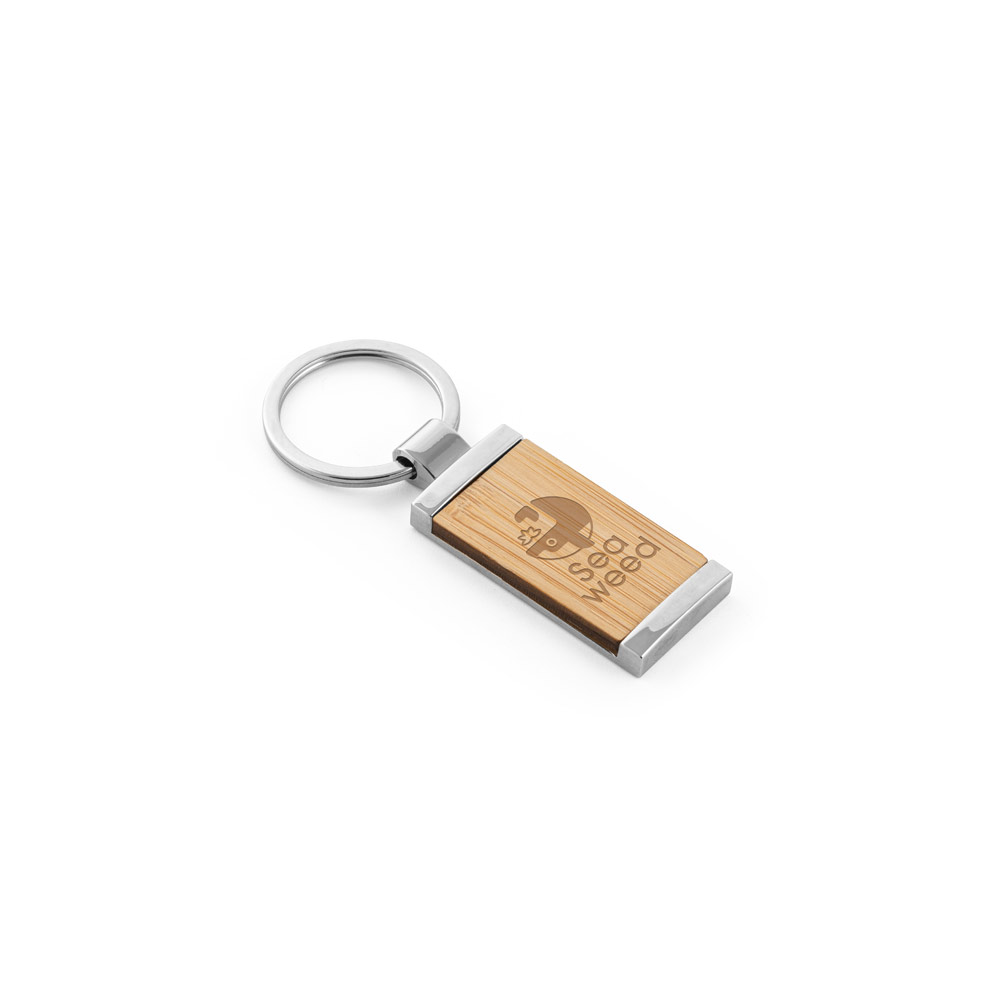 Chaveiro retangular em bambu com revestimento em metal