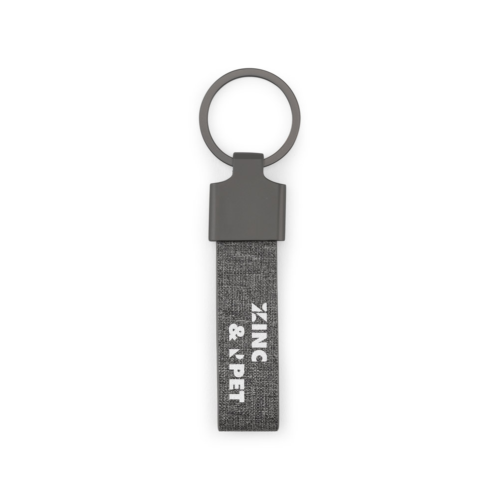 Chaveiro em metal e pet 30% reciclado