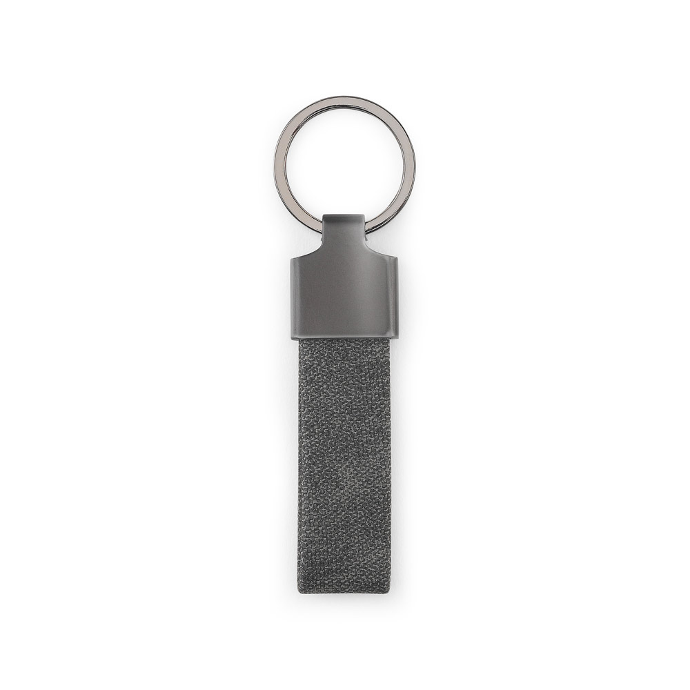Conjunto composto por um porta-cartões e chaveiro, ambos em metal e poliéster reciclado (30% rPET)