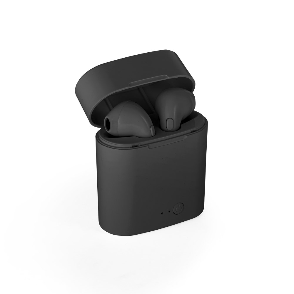 Fone de ouvido wireless em ABS com microfone e autonomia de 1h50