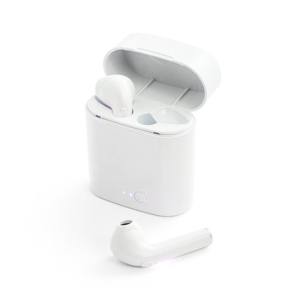 Fone de ouvido wireless em ABS com microfone e autonomia de 1h50