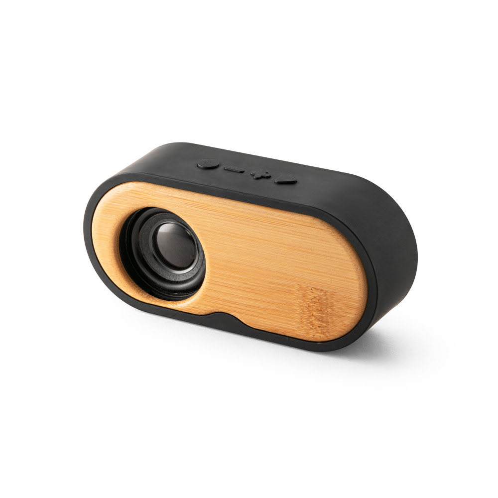 Caixa de som portátil com autonomia de 5h (1'200 mAh), em bambu e ABS 100% reciclado