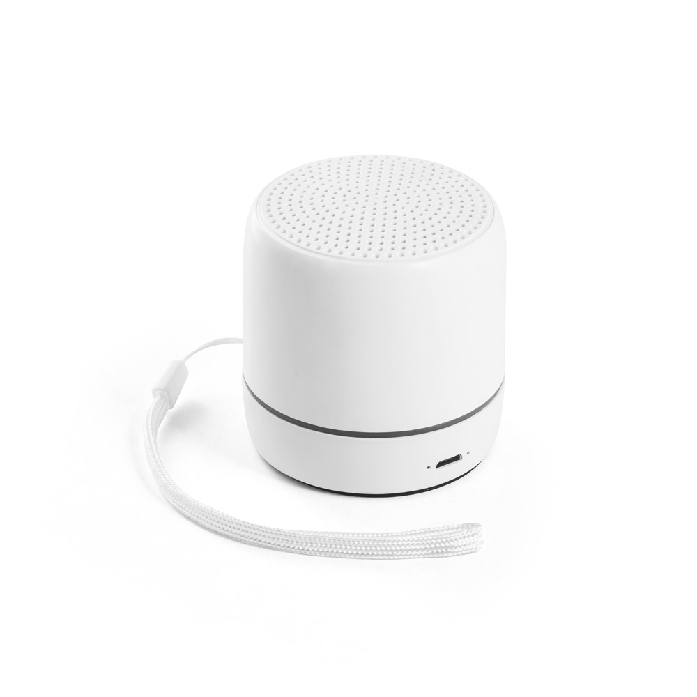 Caixa de som portátil em ABS 100% reciclado com faixa LED exterior e autonomia de 4h